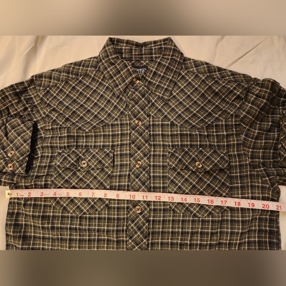 Dakota men's small green plaid flannel western long sleeve button-down shirt - Picture 3 of 6
